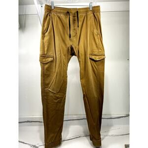 CJ Black Men Tan Cargo Jogger Pants Elastic Waist Drawstring Moto‎ Casual Large